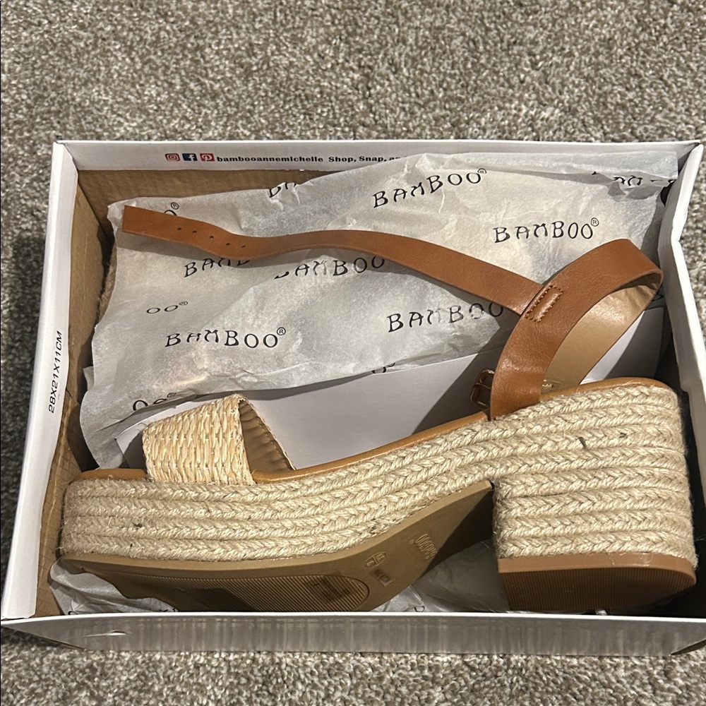 Bamboo Tan and Cream Espadrille Sandals